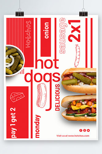 创意简约热狗美食海报设计