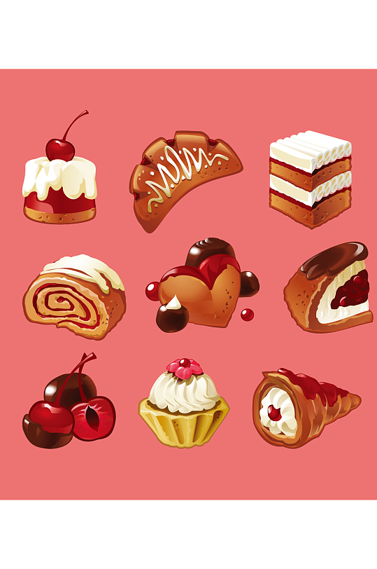 创意大气面包糕点甜点元素设计