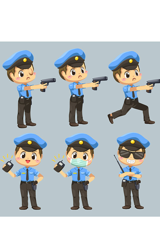 创意人物警察姿势元素设计