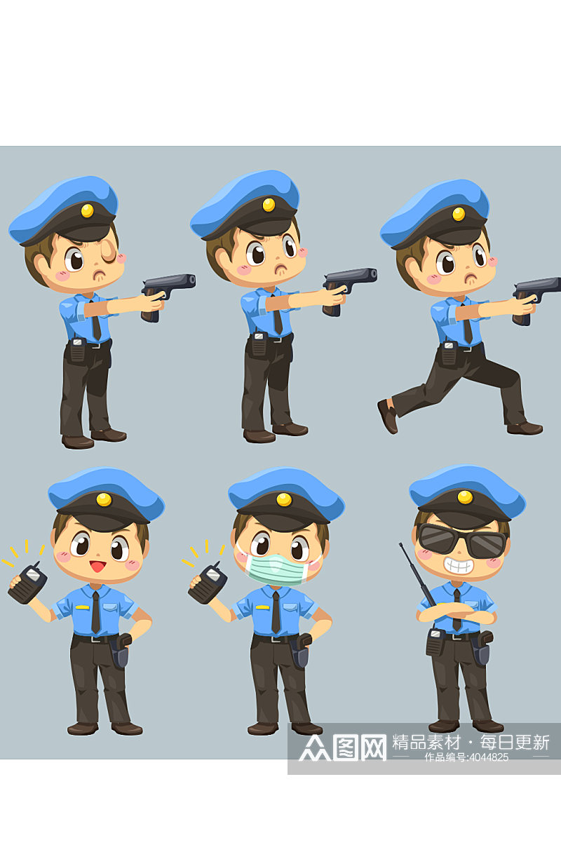 创意人物警察姿势元素设计素材