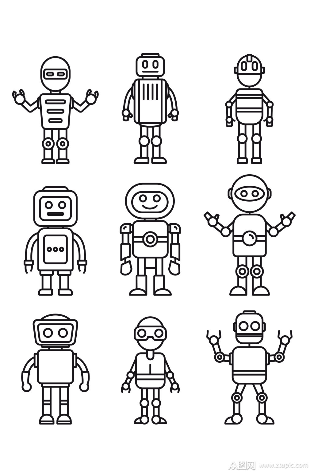 创意智能科技机器人线条元素设计素材