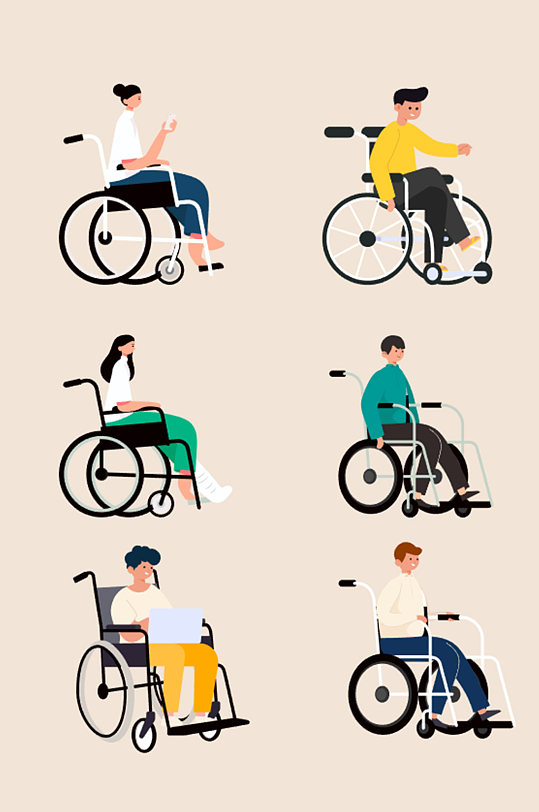 矢量轮椅卡通残疾椅子元素设计