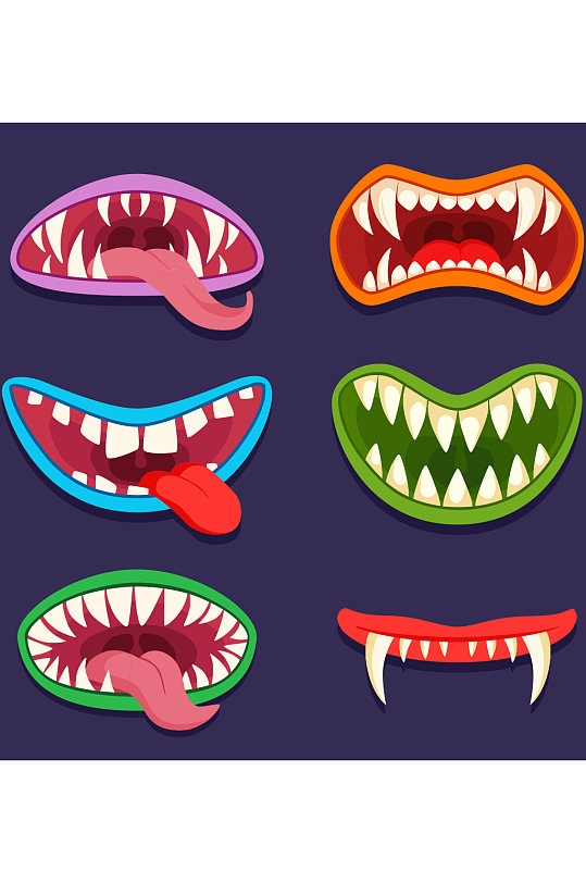 创意矢量抽象嘴巴大嘴元素设计