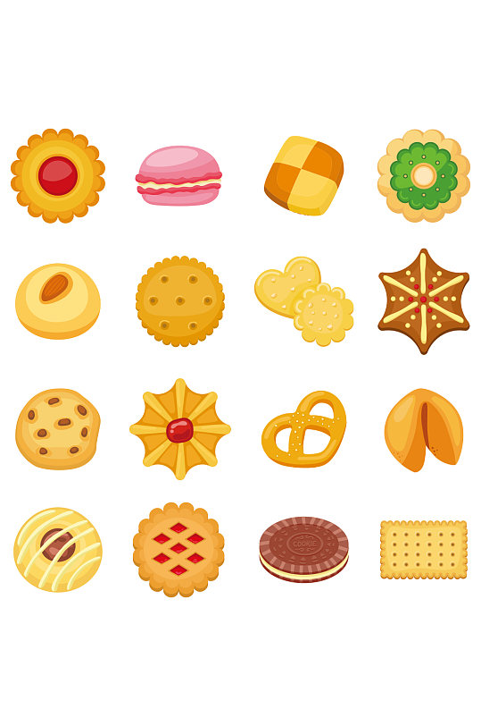 创意矢量饼干曲奇夹心饼干元素设计