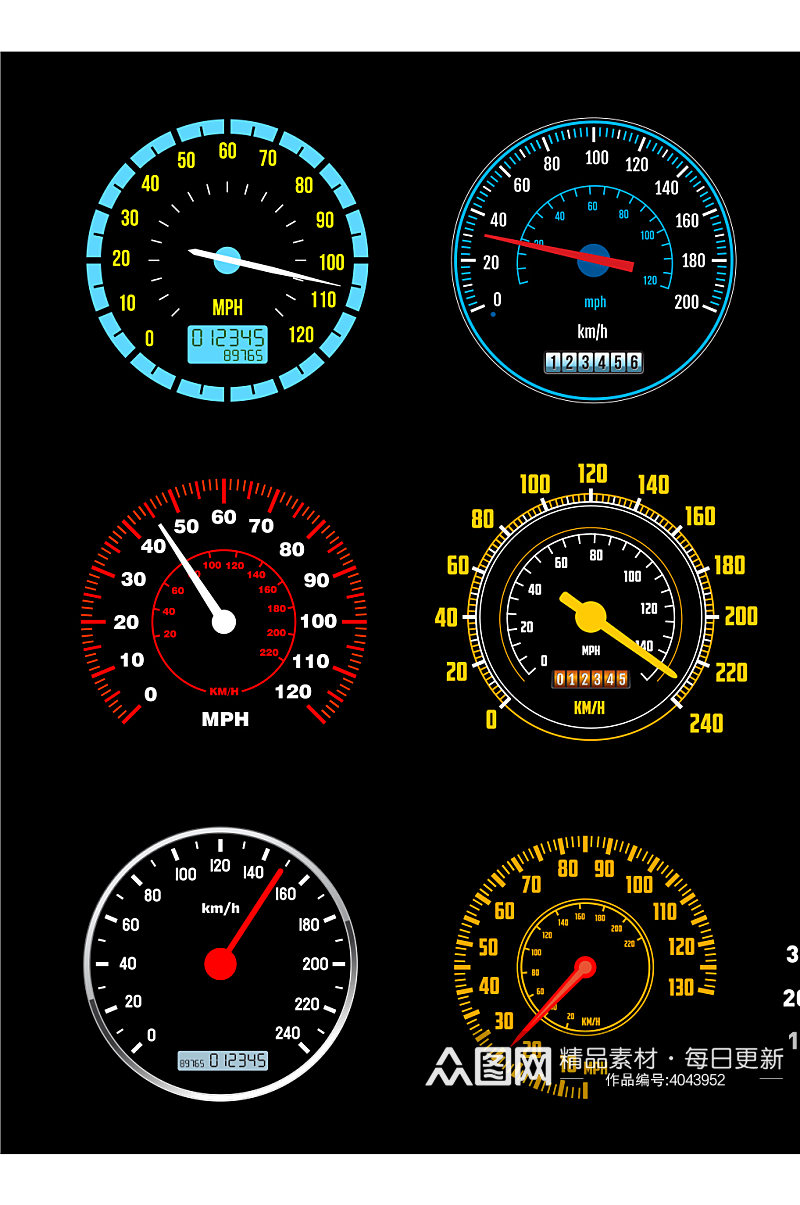 创意矢量速度表仪表盘元素设计素材