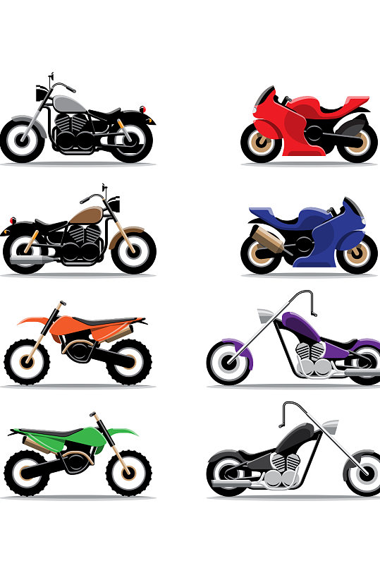 创意矢量摩托车赛车电动车元素设计