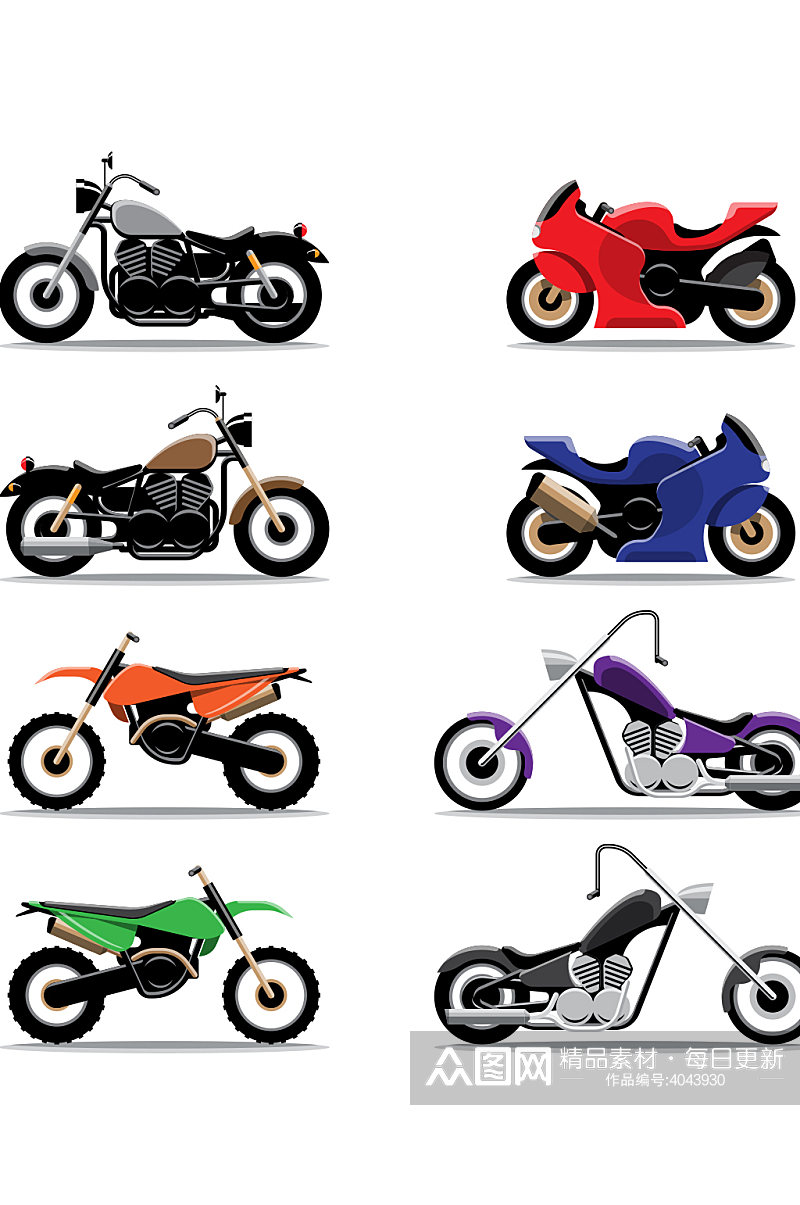 创意矢量摩托车赛车电动车元素设计素材
