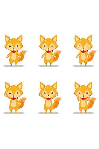 创意矢量狐狸组合动物元素设计
