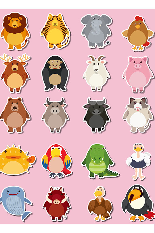 創(chuàng)意動物合集大象老鼠元素設計