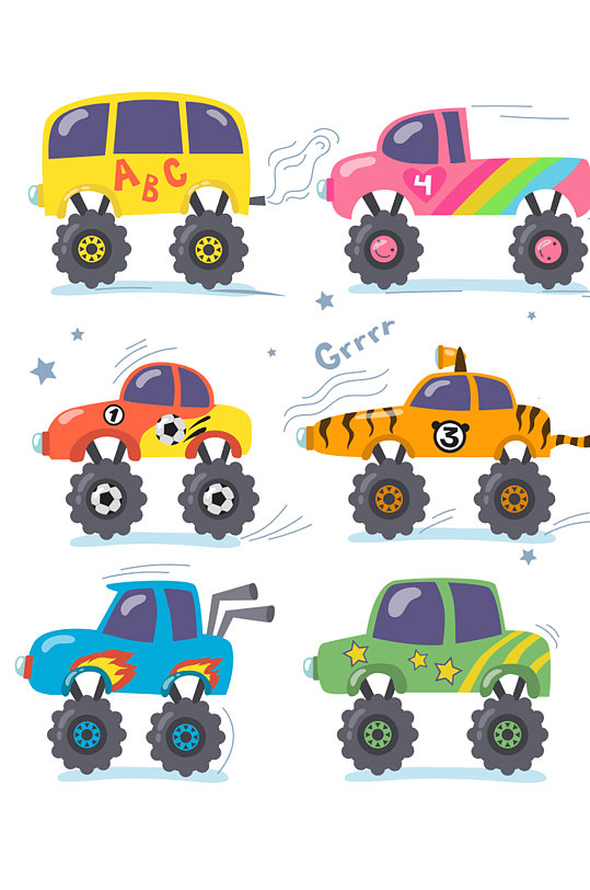 矢量彩色越野车货车元素设计