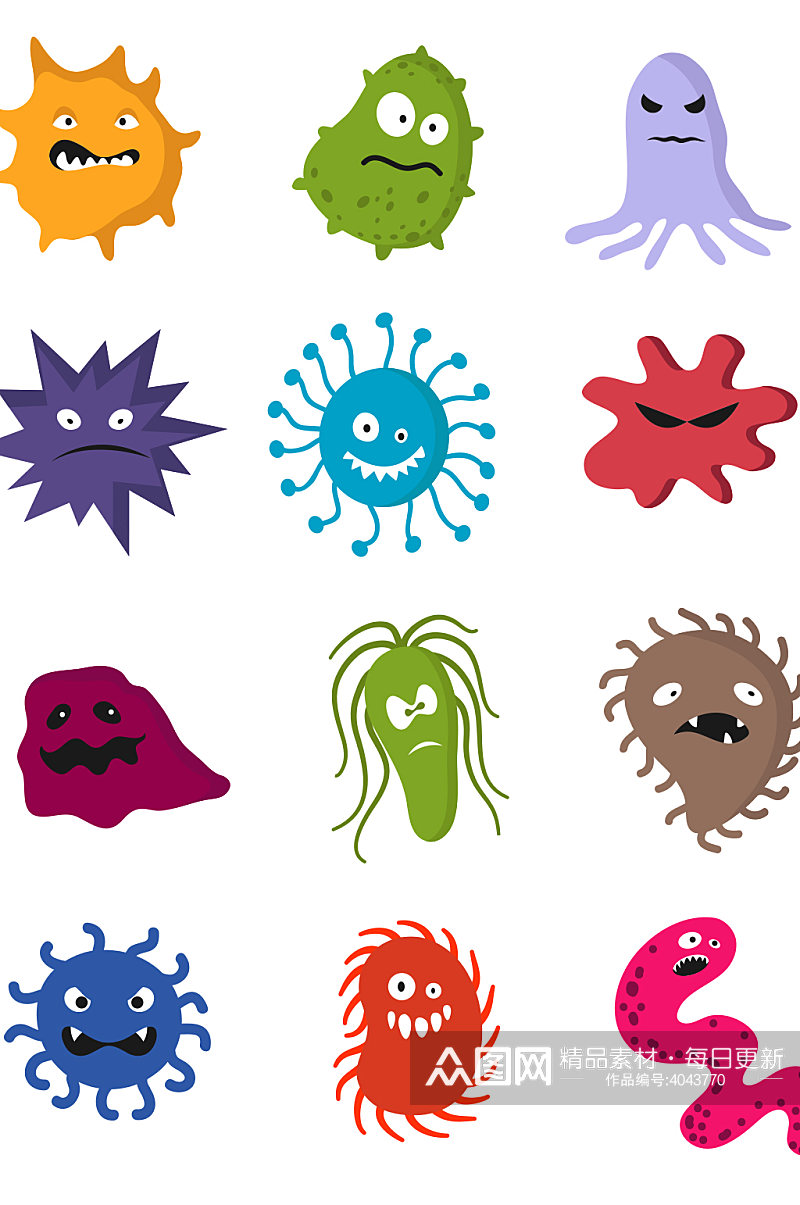 创意矢量病毒细菌元素设计素材