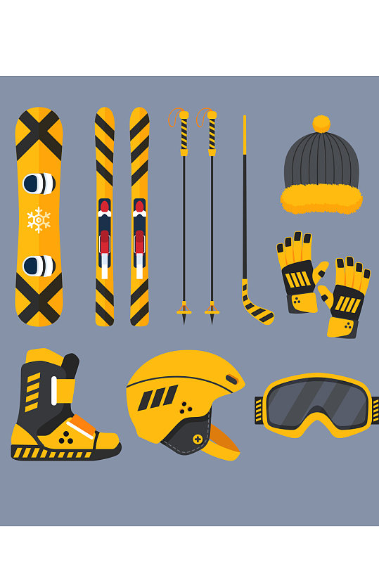 创意滑雪雪橇高尔夫元素设计 设计元素
