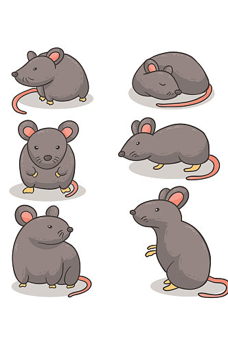 矢量老鼠动物组合元素设计