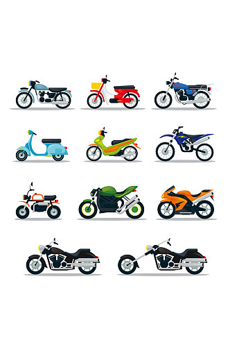 卡通矢量汽车摩托车赛车元素设计