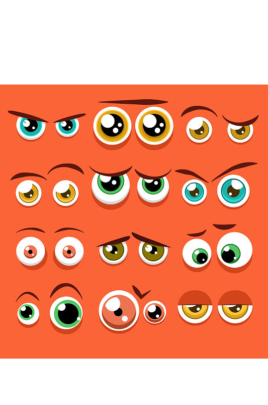 创意矢量表情组合大眼睛元素设计