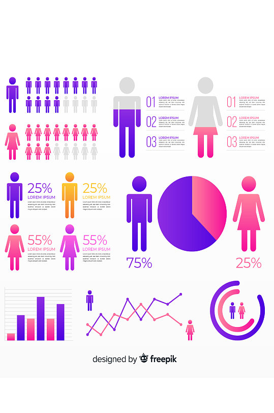 创意矢量人口分布信息图元素设计