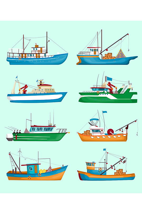 轮船海舰渔船元素设计