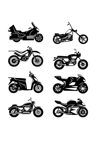 剪影摩托车赛车电动车元素设计