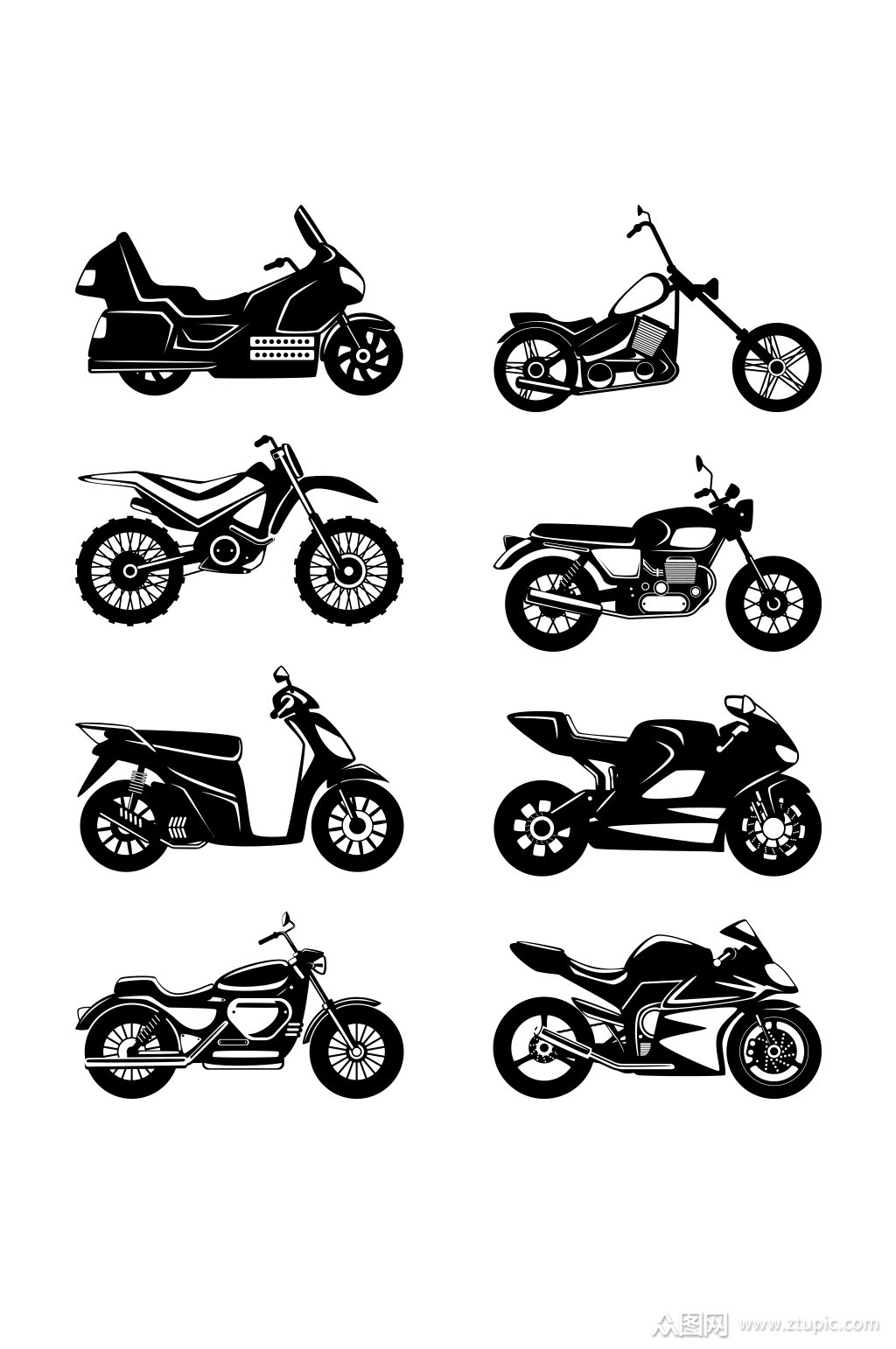 剪影摩托车赛车电动车元素设计