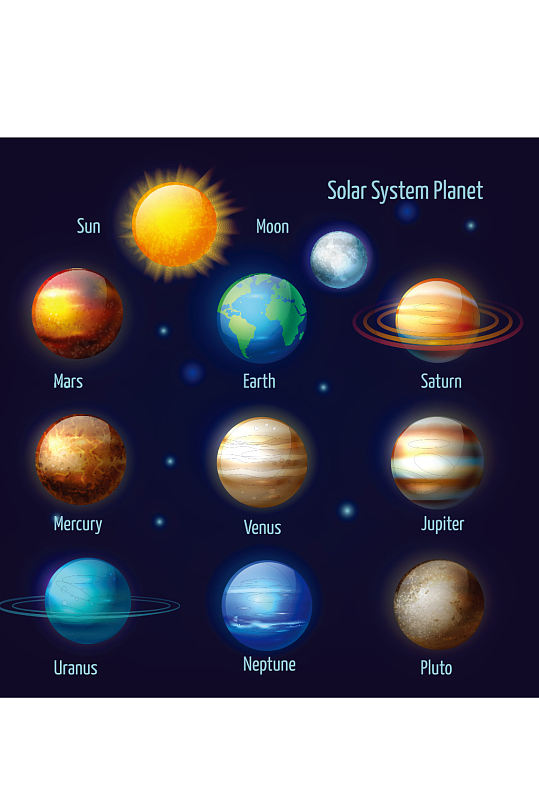 创意简约卡通星球太阳木星元素设计