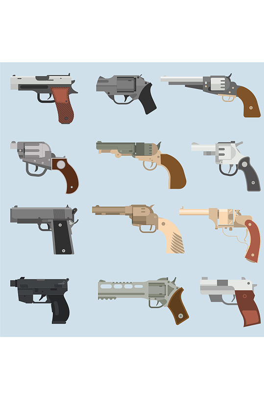创意矢量手枪佐罗枪自动抢元素设计