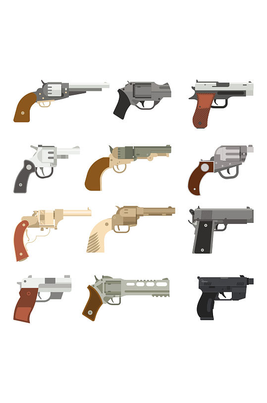 创意矢量各种手枪子弹元素设计