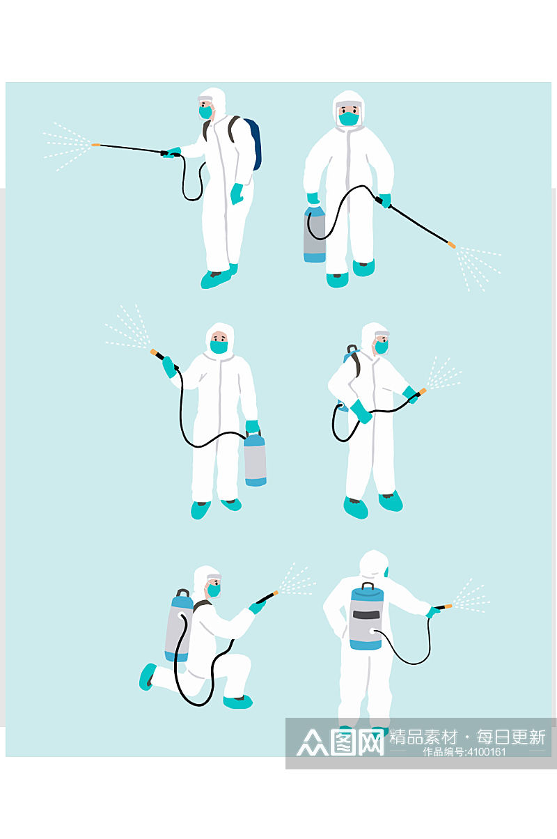 创意医生护士消毒病毒元素设计素材