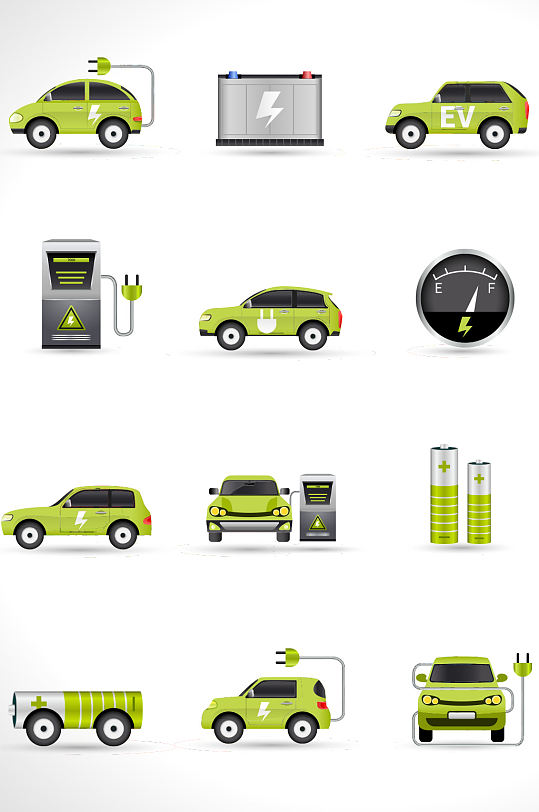 创意矢量能源车充电元素设计