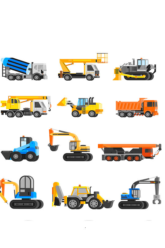 创意大气汽车吊车工程车拖车元素设计