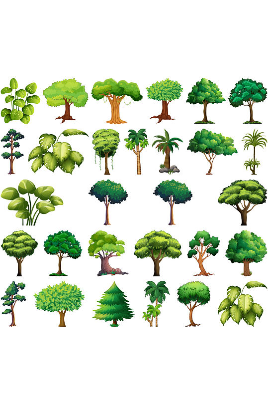 创意树木树林树叶元素设计