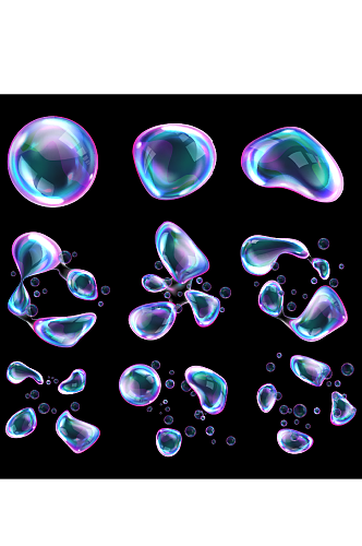 彩色矢量气泡透明元素设计