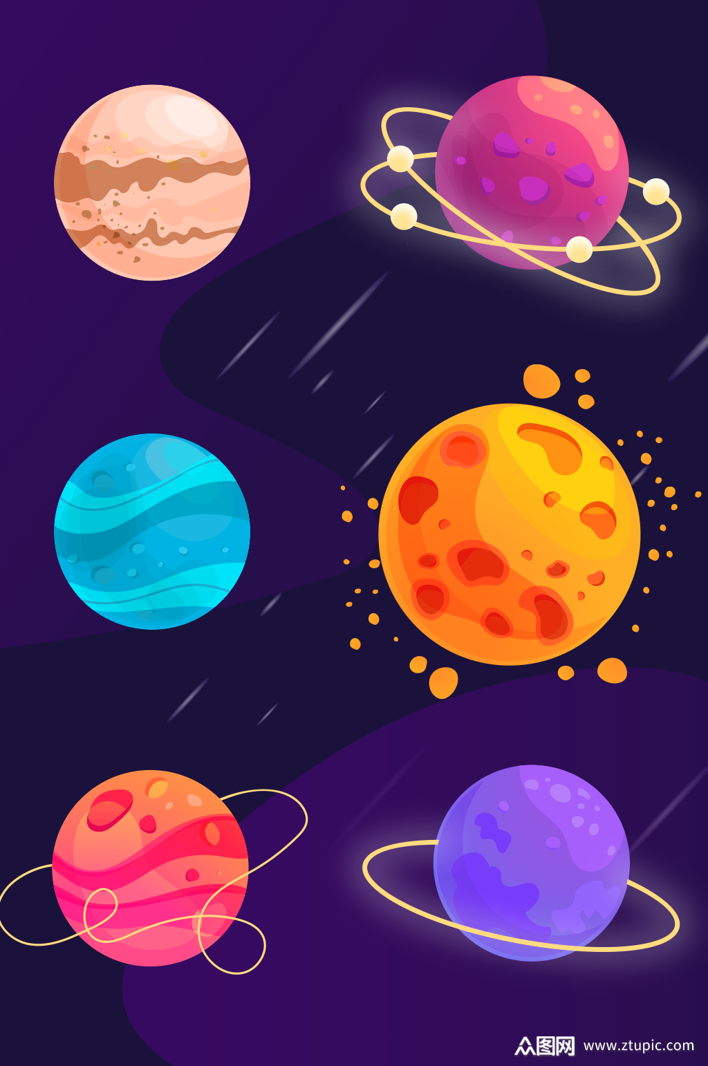 创意矢量星球恒星宇宙元素设计素材