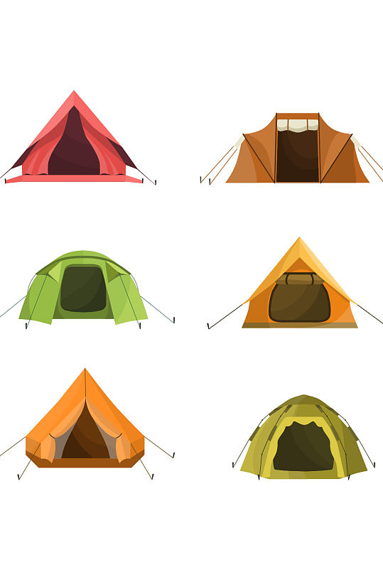 矢量帐篷野外工具元素设计