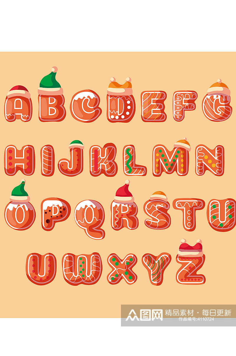 数字字母圣诞节元素设计素材