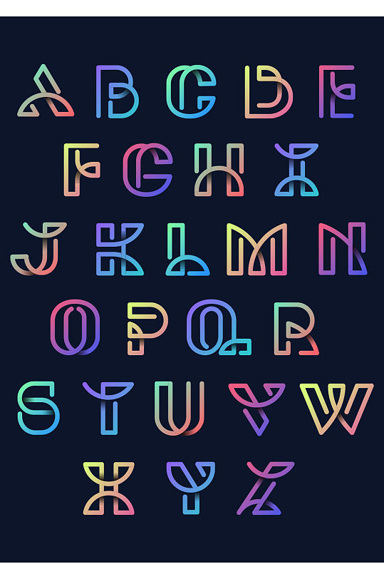 渐变抽象字母数字元素设计