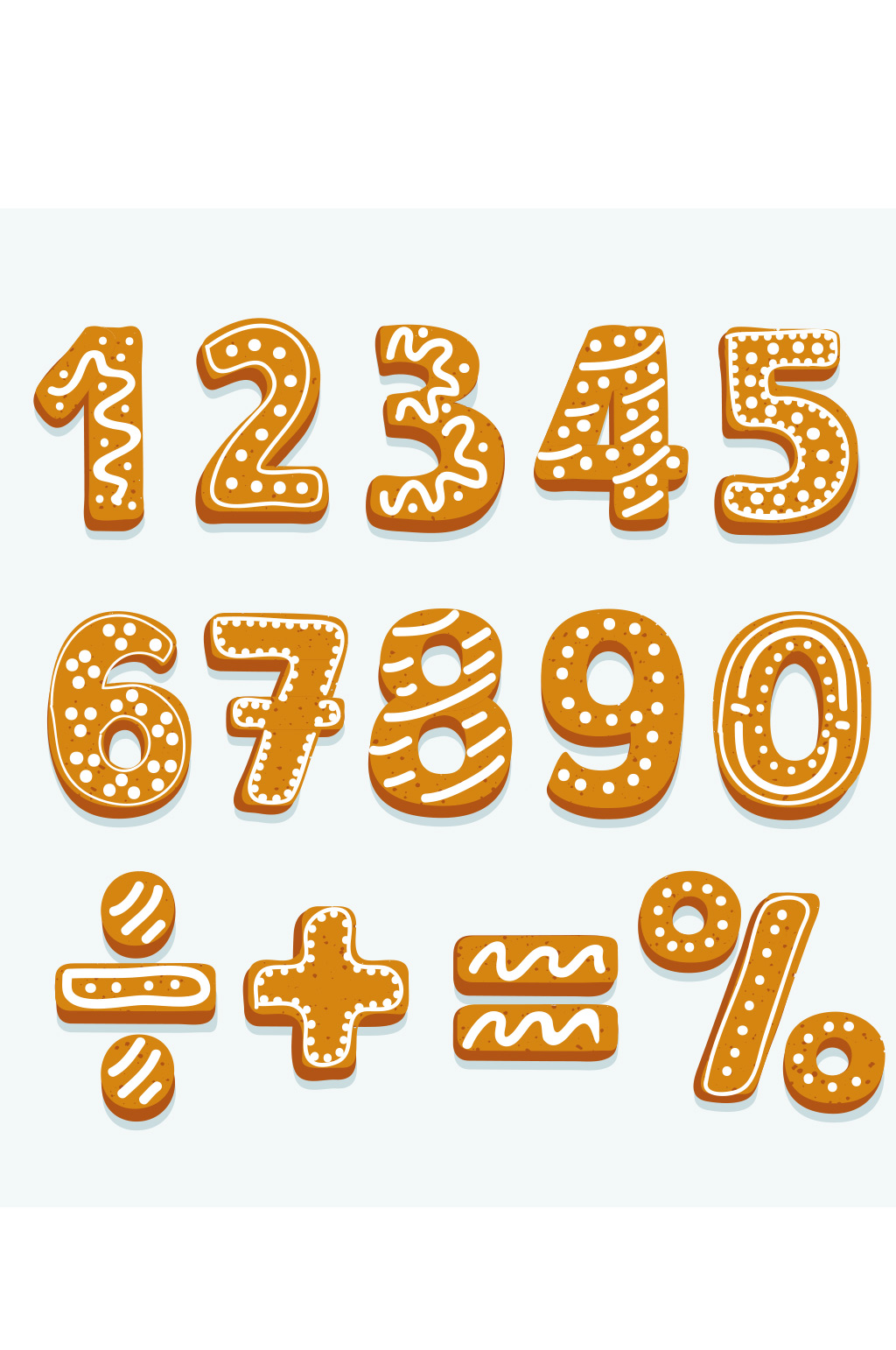 创意矢量饼干字母数字元素设计素材