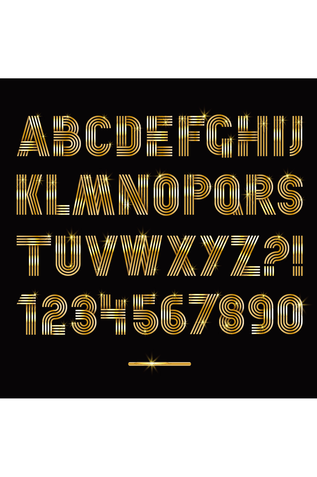 金色立体字母数字元素设计素材