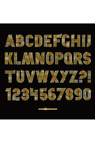 金色立体字母数字元素设计