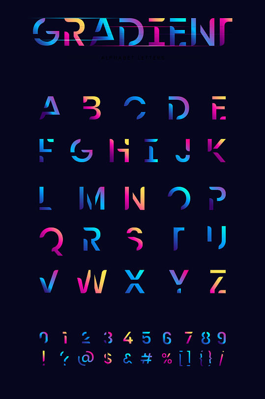 矢量字母数字渐变色元素设计
