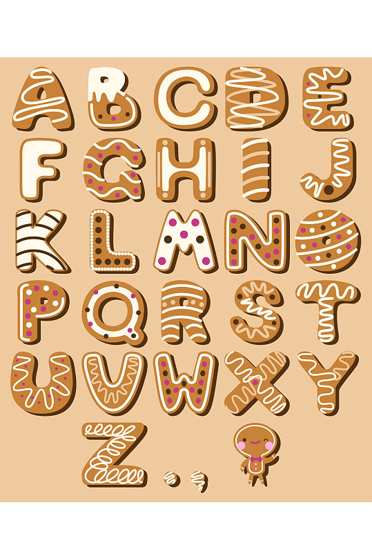 创意矢量饼干字母数字元素设计