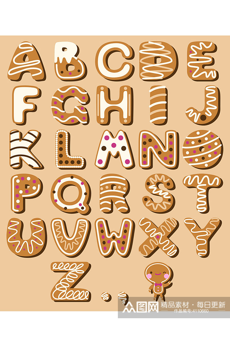 创意矢量饼干字母数字元素设计素材