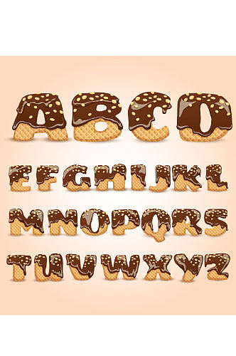 创意巧克力字母饼干数字元素设计