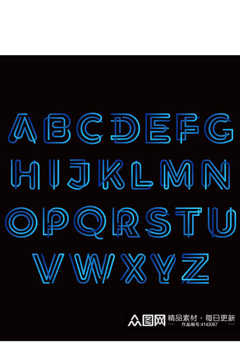 蓝色科技感数字字母元素设计素材