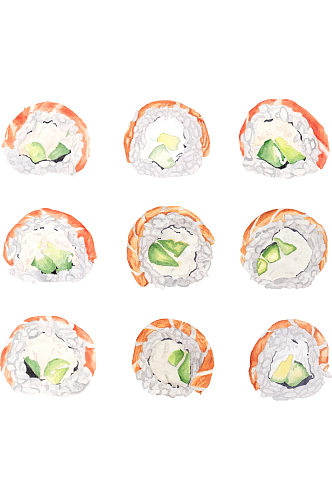 寿司饭团美食元素设计