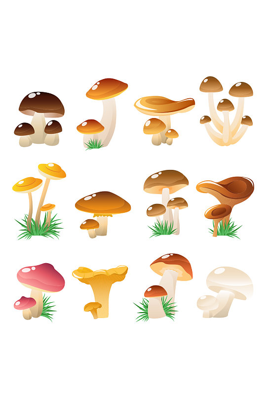 矢量香菇蘑菇元素设计
