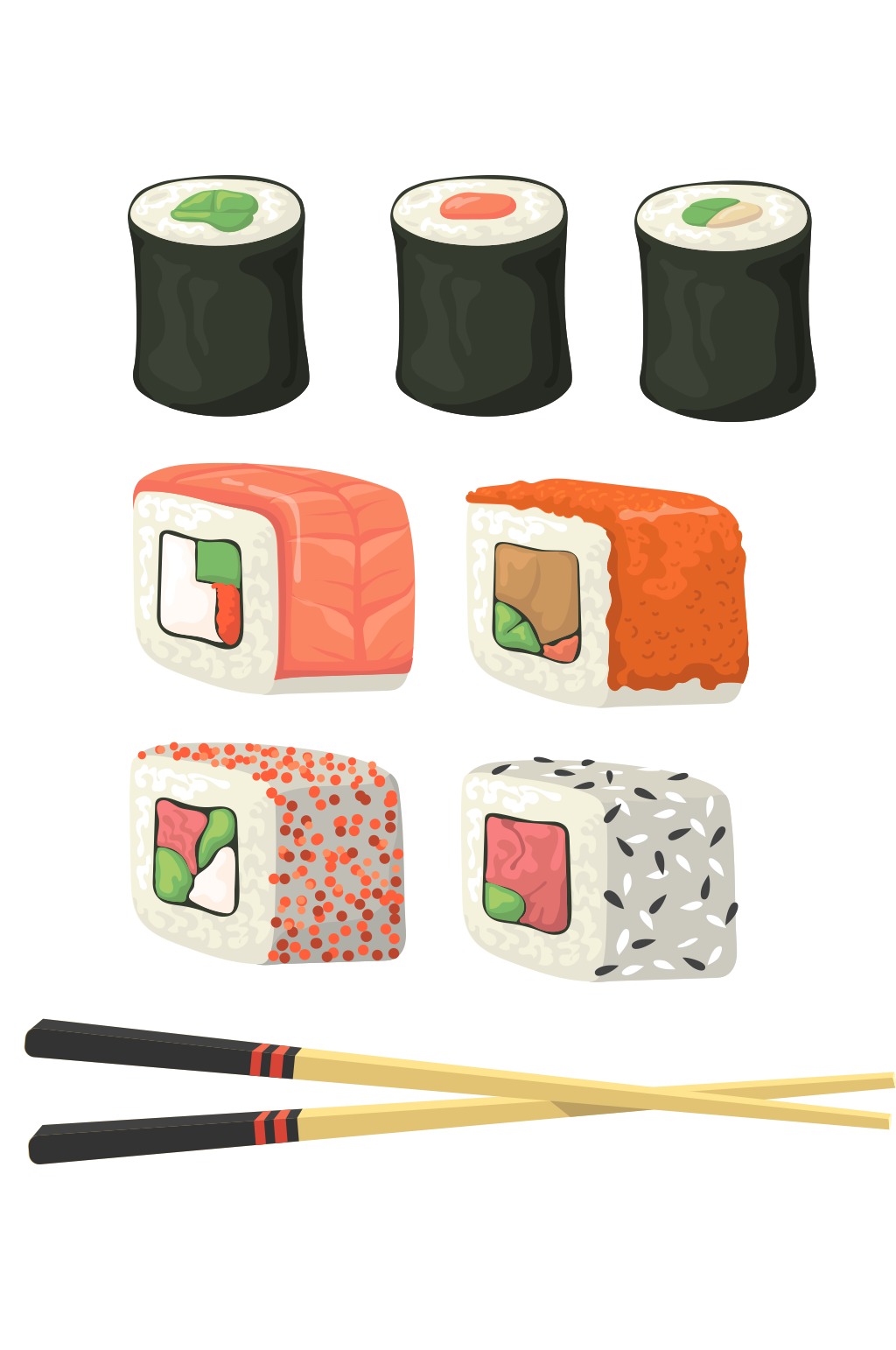 创意矢量寿司饭团料理元素设计素材