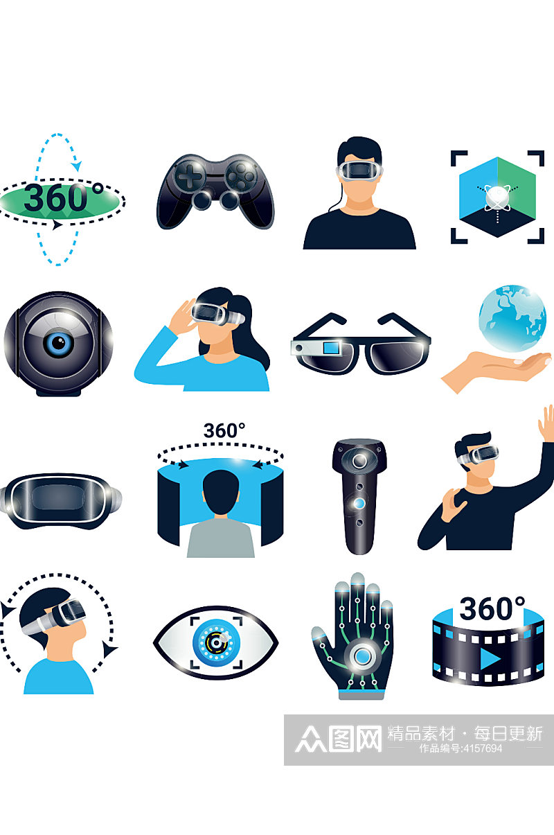 创意矢量VR眼镜智能科技元素设计素材