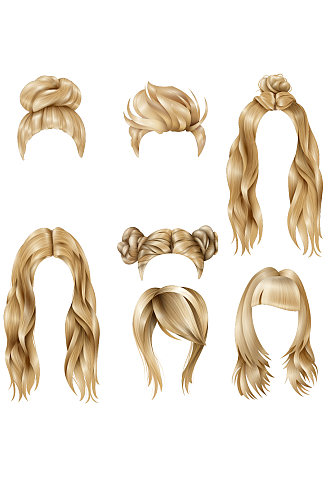 金色假发女发头发元素设计