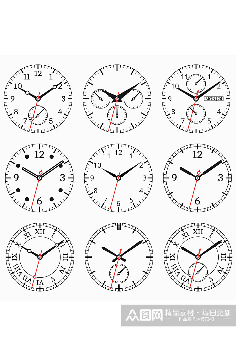 创意矢量时钟钟表元素设计素材