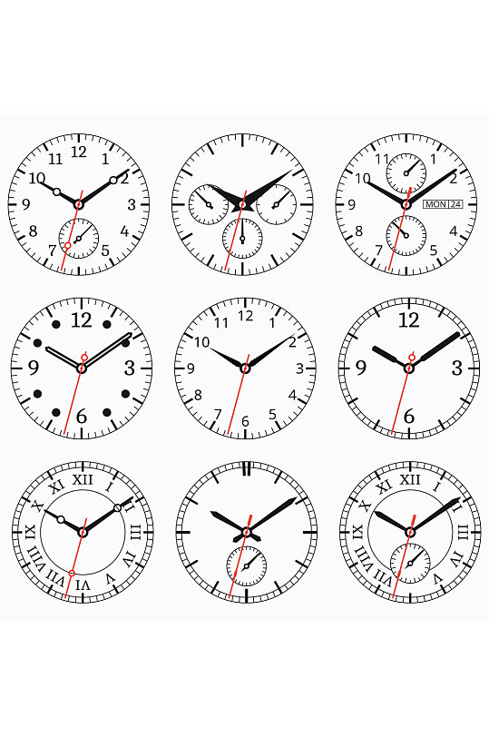 创意矢量时钟钟表元素设计